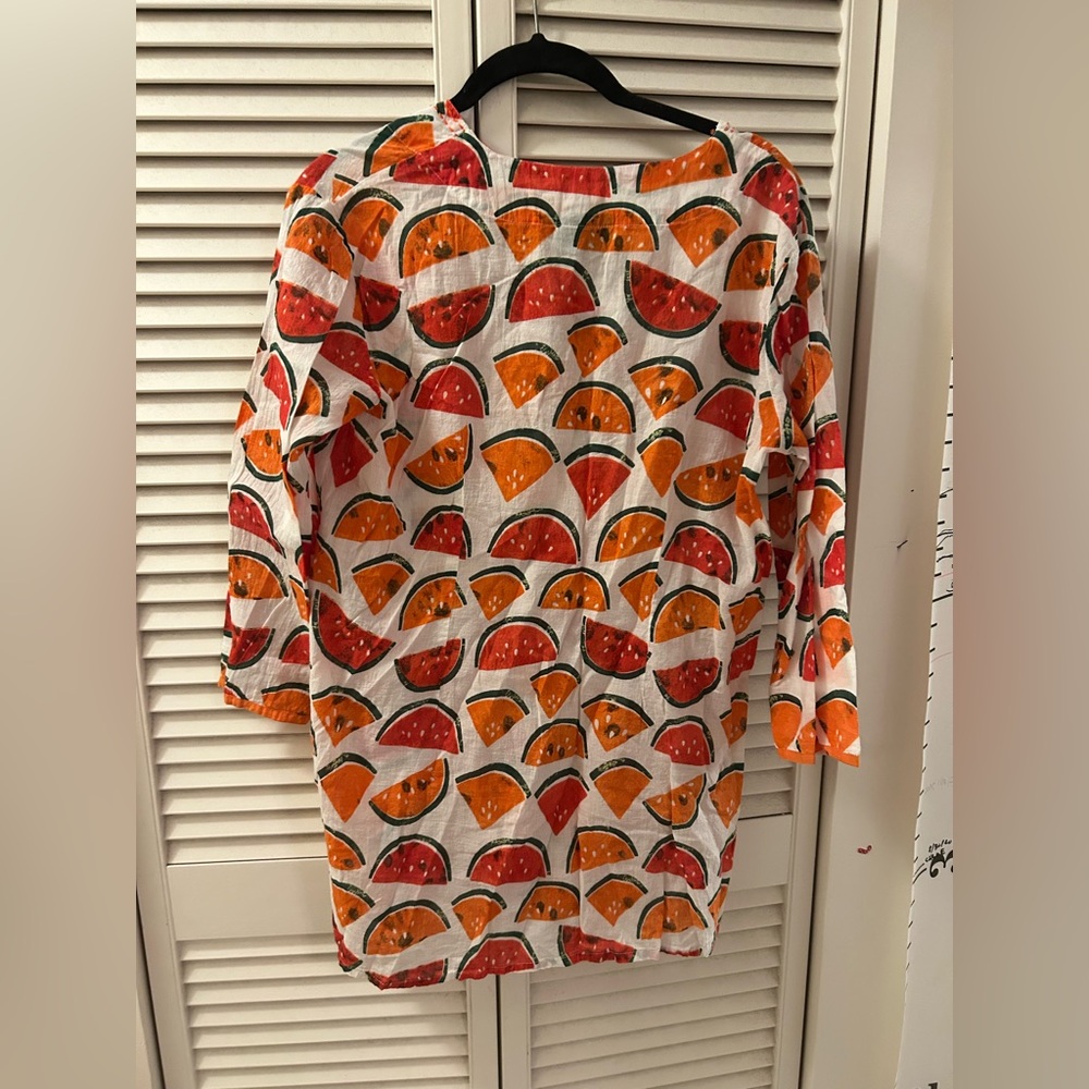 Kikisol White Watermelon Orange Tunic Top - M - Picture 2 of 5